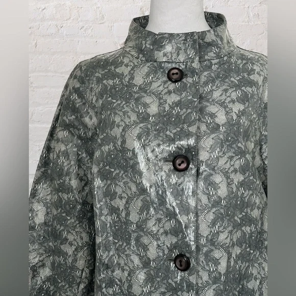 VTG Cole Haan Gray Lace Raincoat Jacket Details Sz S/M Rare Old Money Designer - Picture 4 of 13